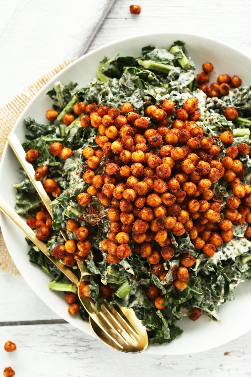 Kale Salad with Tandoori-Roasted Chickpeas | Minimalist Baker Recipes