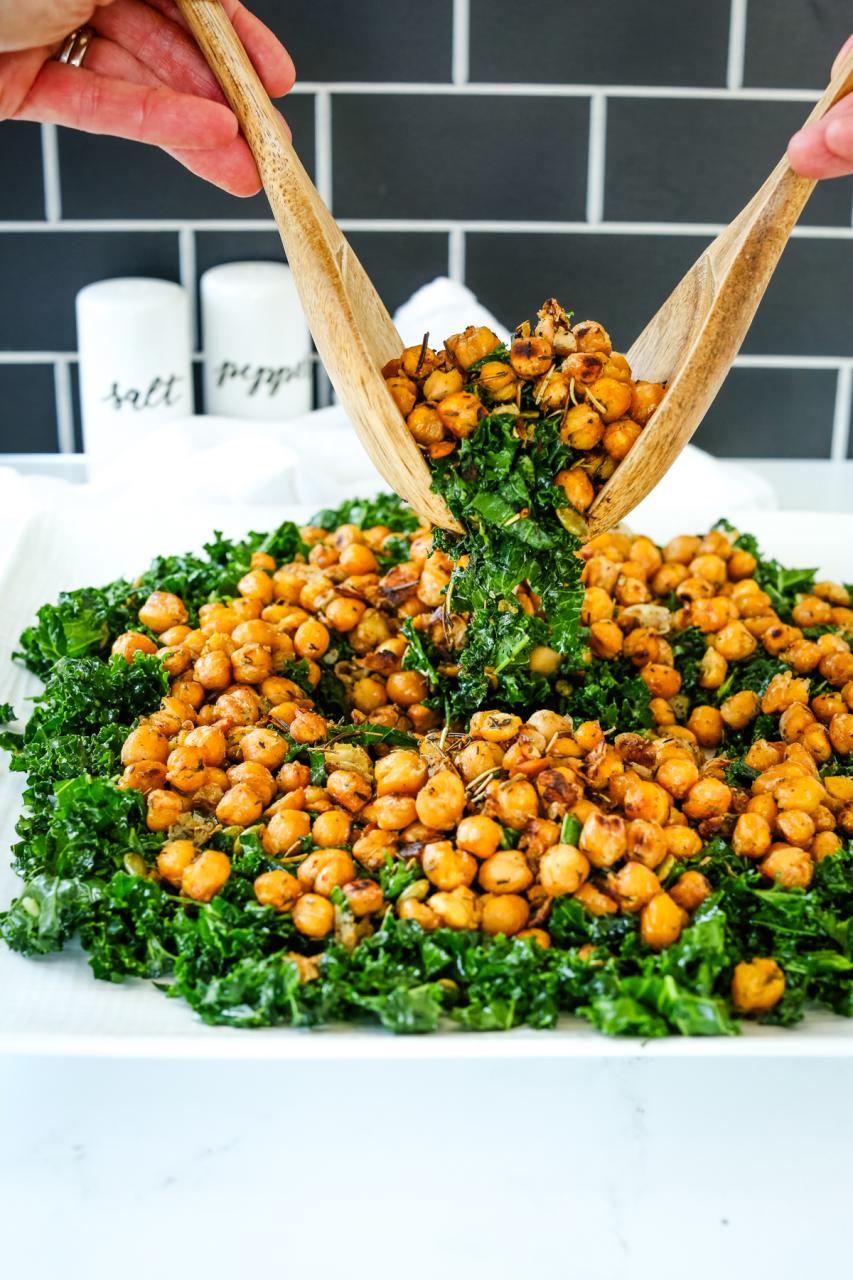 The Best Crispy Chickpea and Kale Salad (quick & easy!) - Happy Healthy Mama