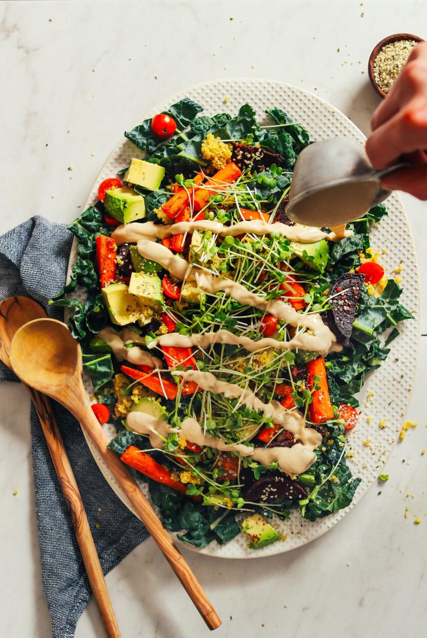 Loaded Kale Salad with Tahini Dressing | Minimalist Baker Recipes