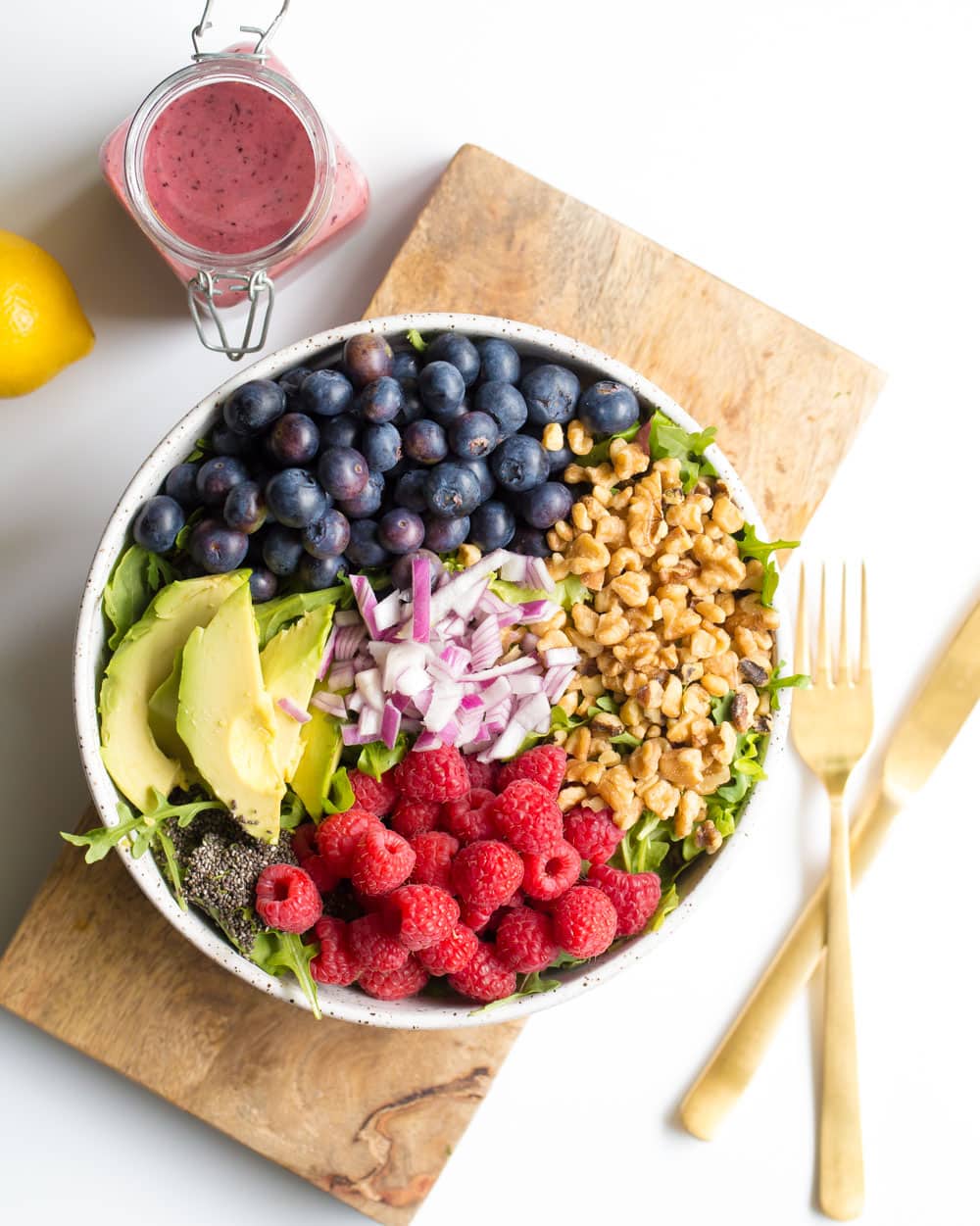 Superfood Salad with Blueberry Lemon Vinaigrette - Wholesomelicious