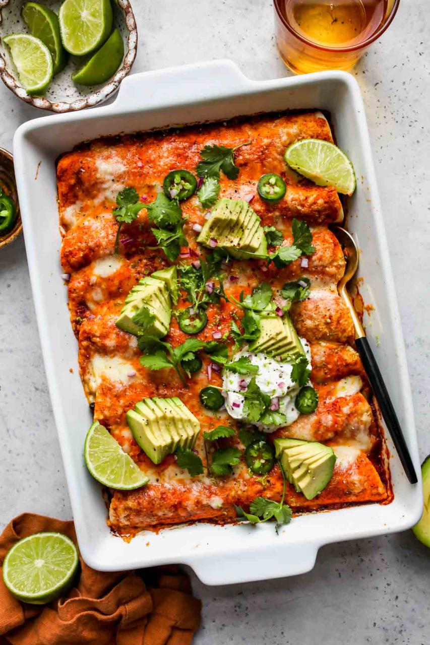 Veggie Enchiladas with Roasted Red Pepper Sauce - Dishing Out Health