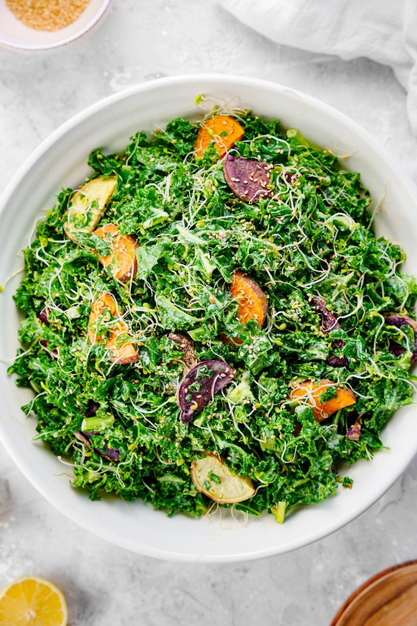 Rainbow Sweet Potato Kale Salad - The All Natural Vegan