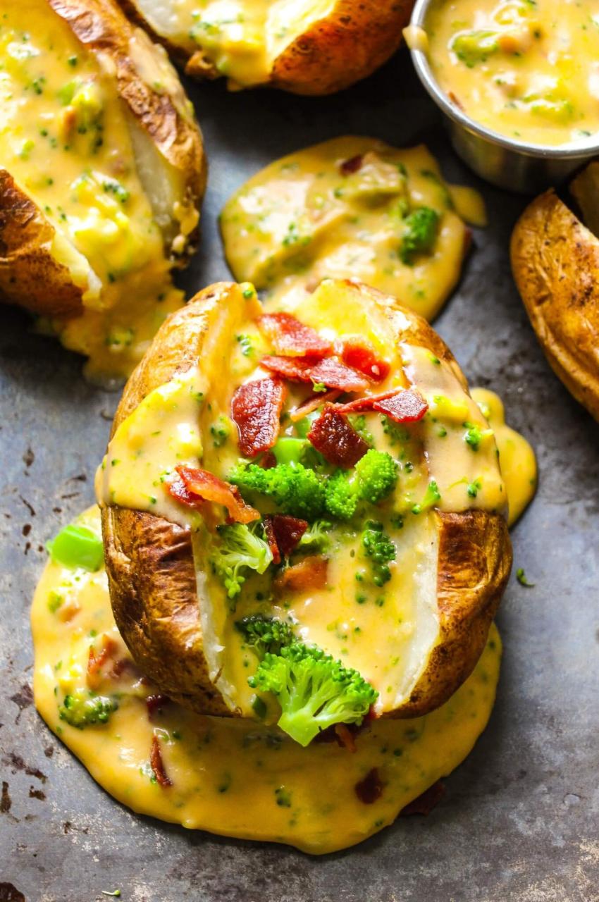 Loaded Baked Potatoes with Homemade Cheese Sauce