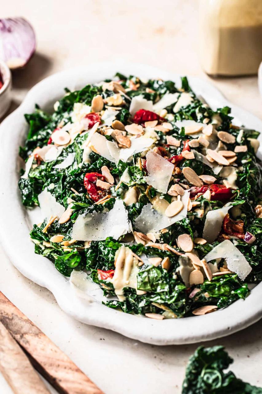 The Best Kale Salad with Tahini Dressing - Our Nourishing Table