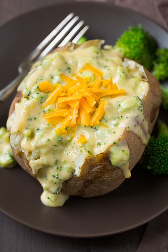 Baked Potatoes with Broccoli Cheese Sauce - Cooking Classy